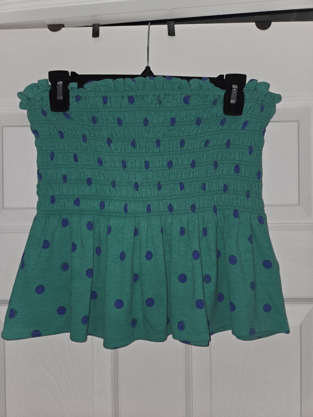 Lilly Pulitzer Teal Green Strapless Smocked Top with Blue Accents